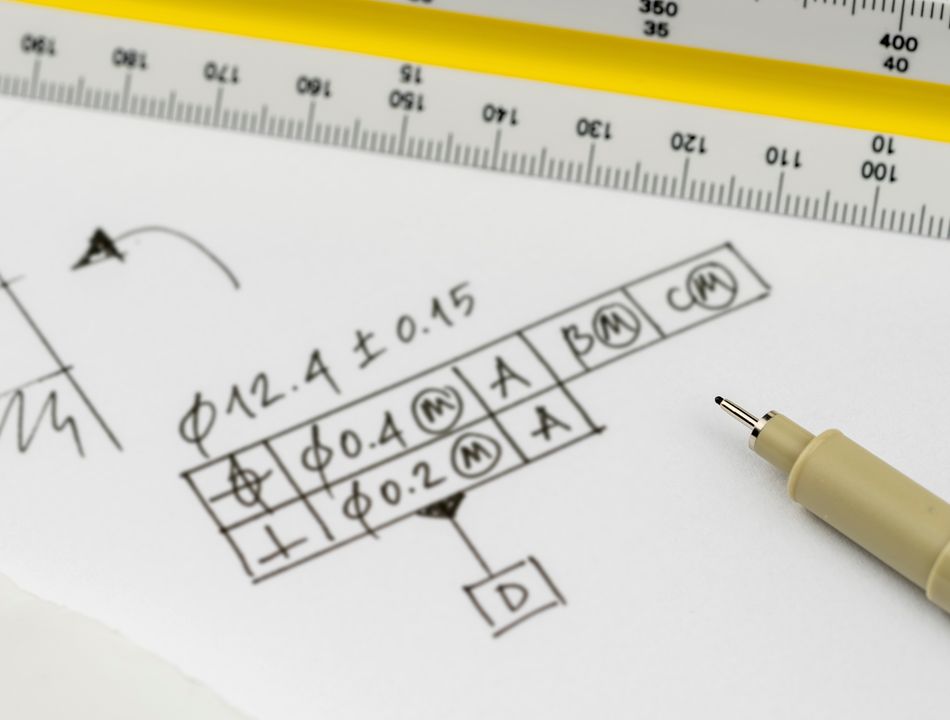 Feature control panel on engineering drawing