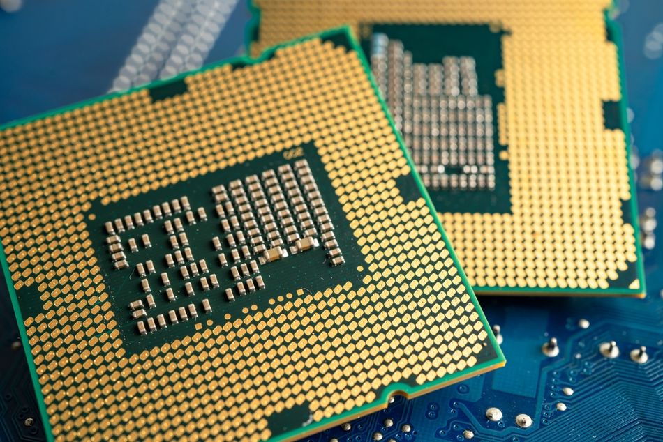 Central Processing Unit Chip on Circuit Board in PC