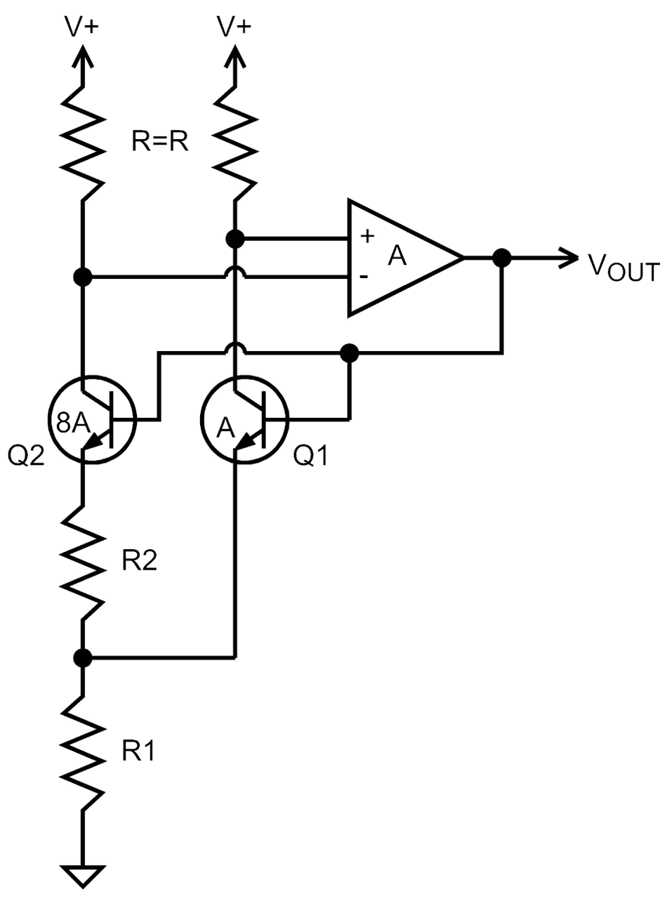 Brokaw bandgap voltage reference circuit