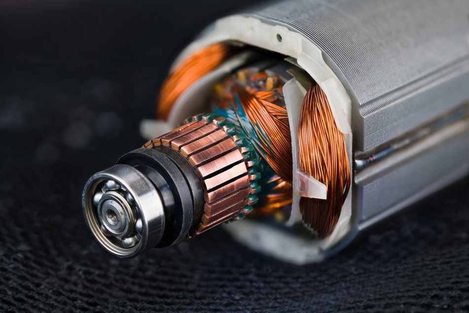 Rotor and Stator Detail of an Electric DC Motor