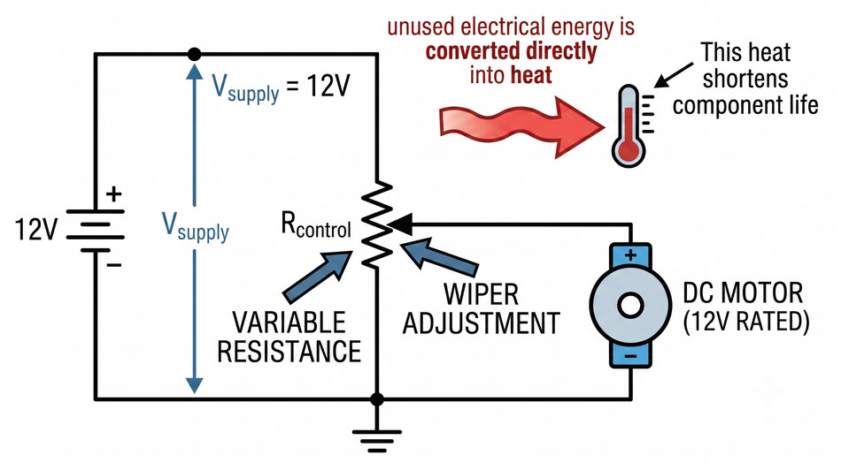 Linear Speed Control - Variable Resistance Method; Generated by Gemini