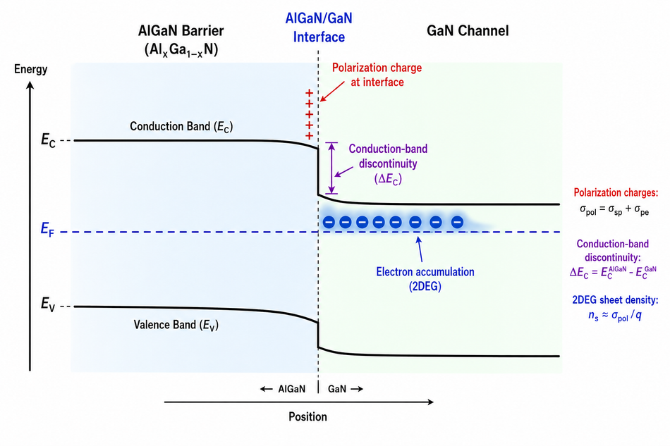 Energy band diagram of the AlGaN/GaN interface