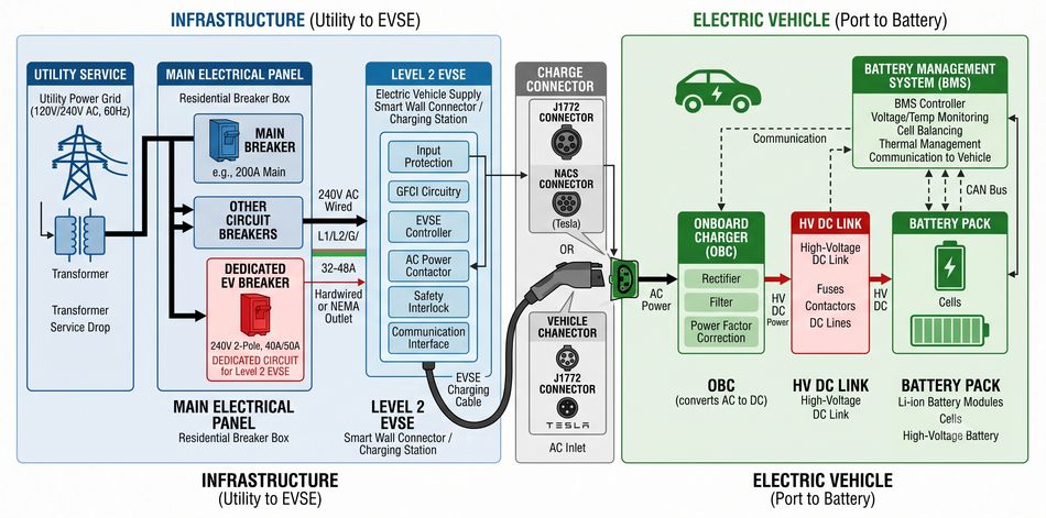 Level 2 EV Charging System Installation Diagram