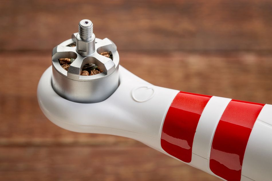 Fig 6; BLDC motor mounted on the arm of a drone