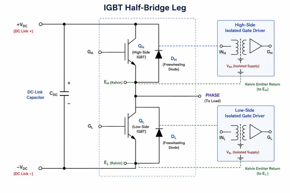 An IGBT half bridge leg
