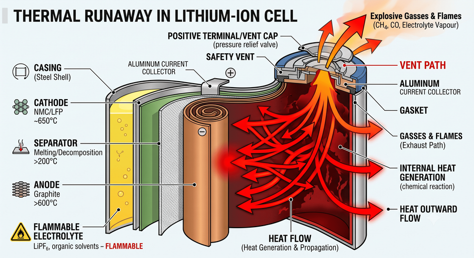 Thermal Runaway in Lithium-Ion Cell; Generated by Gemini
