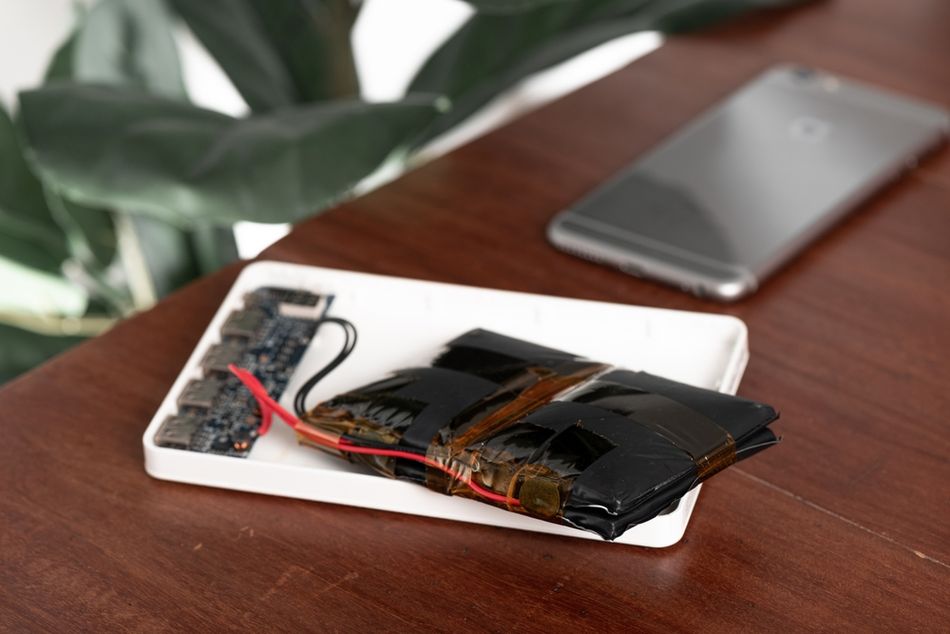 Swollen Lithium-Ion Battery of an Old Power Bank