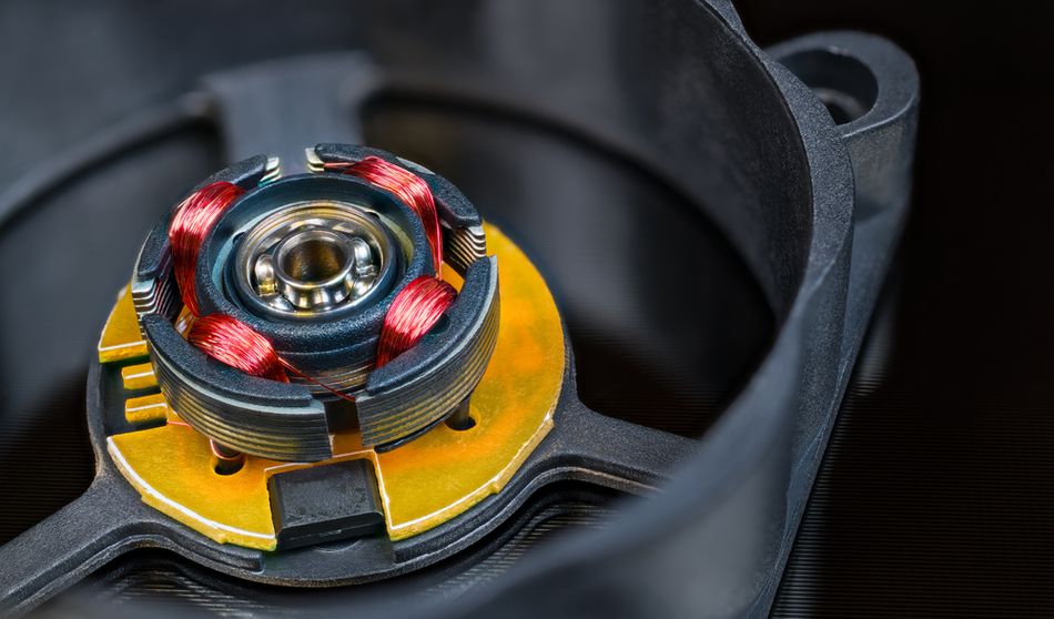 Disassembled Computer Fan with Integrated Hall-Effect Sensor