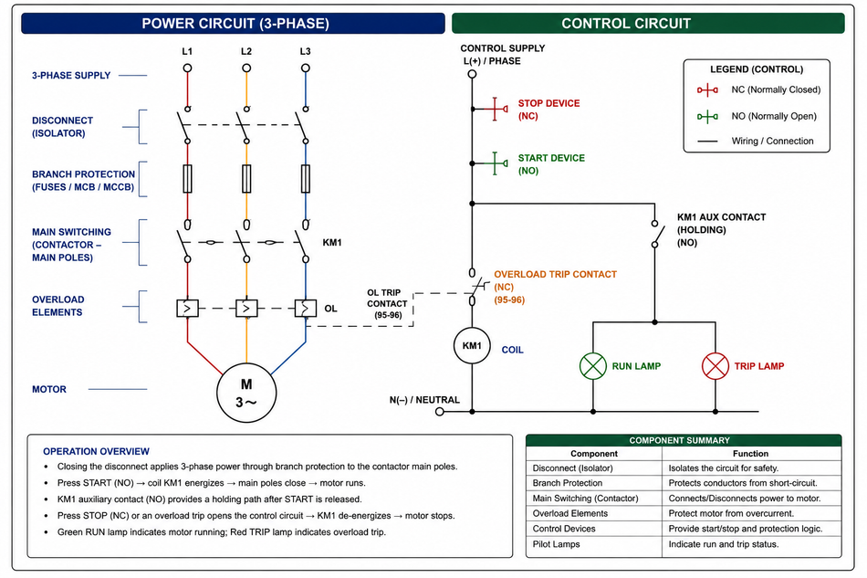 Motor control circuit vs power circuit