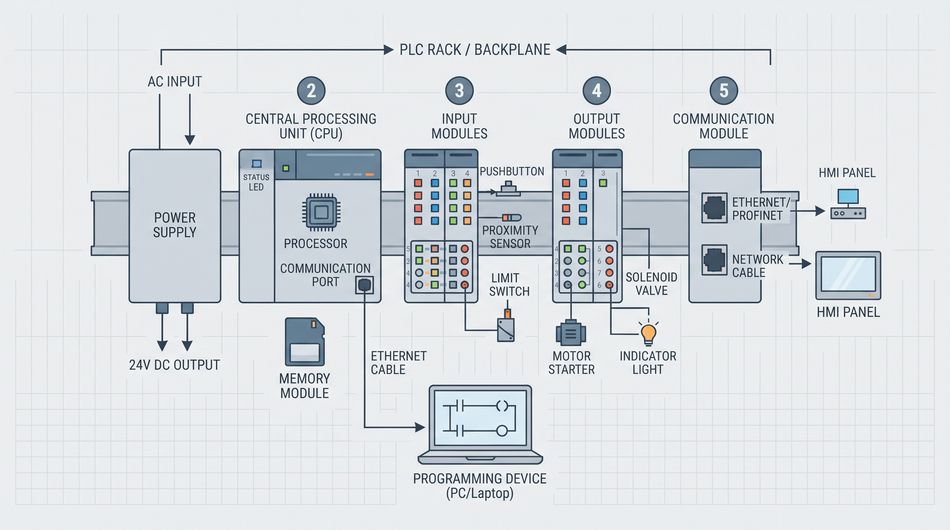 PLC Components; Generated by Gemini