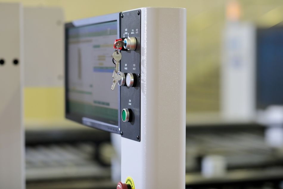 PLC and HMI-based Control Panel with Touch Screen for Automatic Manufacturing Line