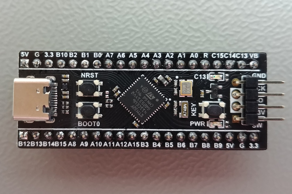 A WeAct Black Pill carrying an STM32F411CEU6