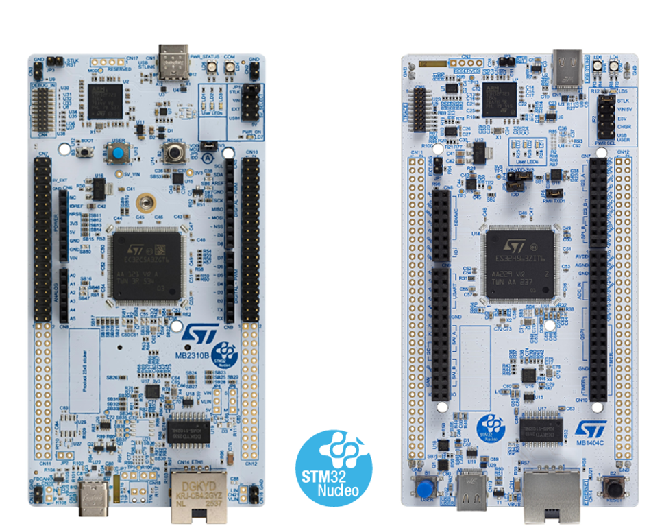 NUCLEO-C5A3ZG (left) and NUCLEO-H563ZI (right) examples