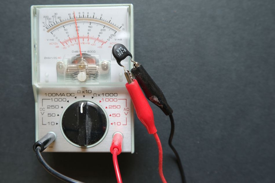 The Value of a Thermistor (NTC) is Being Measured with an Ohmmeter