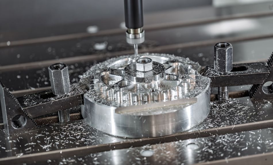 CNC machined part and chips
