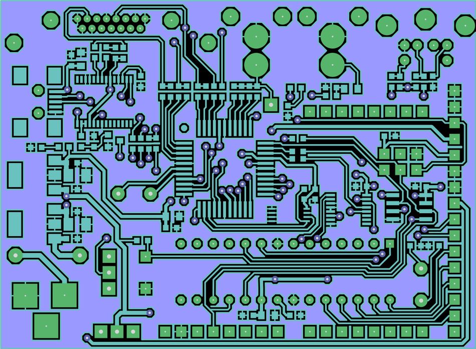 Vector illustration of conductive traces running across a printed circuit board, representing the pathways that carry electrical signals between electronic components. In controlled-impedance design, trace width and copper thickness interact with dielectric thickness, material properties, and the reference-plane arrangement to determine characteristic impedance. These factors must be coordinated during PCB layout to support reliable high-speed signal transmission.