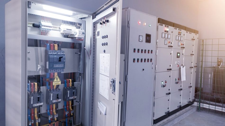 Electrical Switch Gear at Low Voltage Power Control Center Cabinet