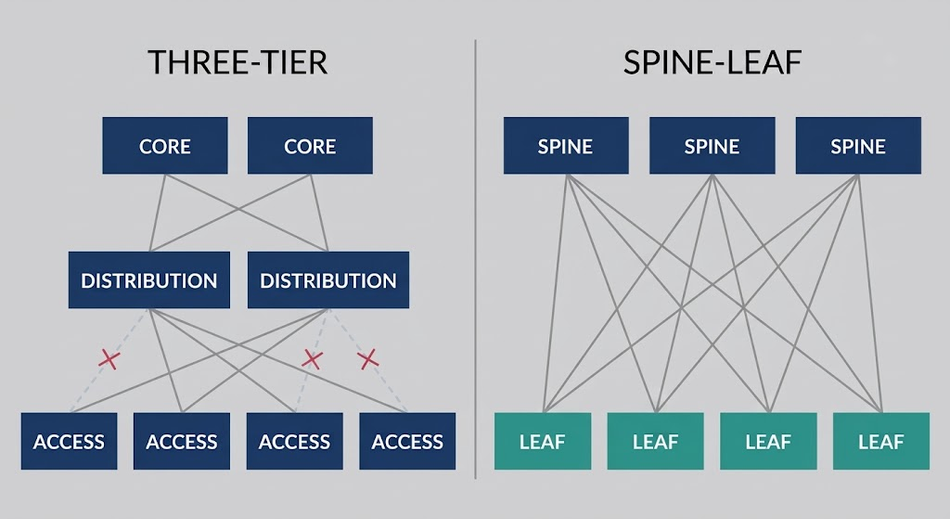 Three-Tier Architecture vs Spine-Leaf