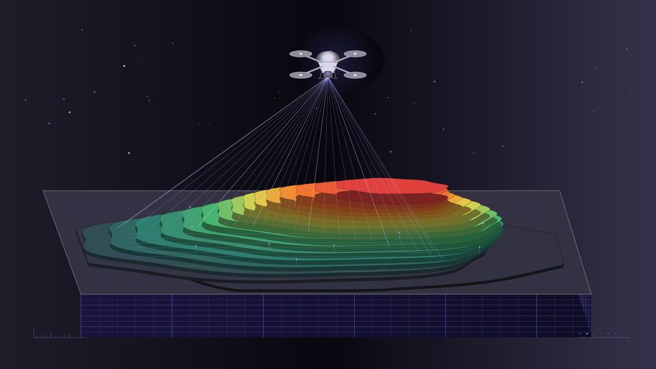 Illustration of LiDAR-based land survey using drones